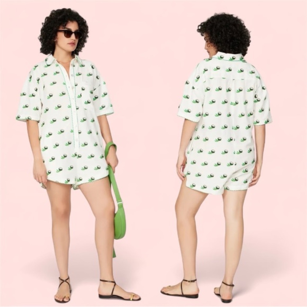 Farm Rio Coconut Embroidered Romper size S